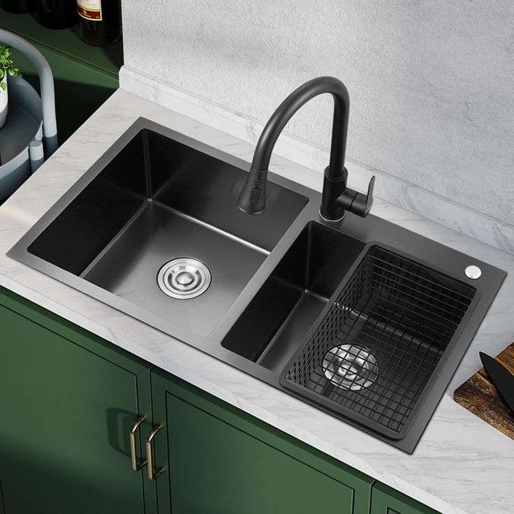 Stainless Steel Black Kitchen Sink Double Bowl Wash Sink Black Tit